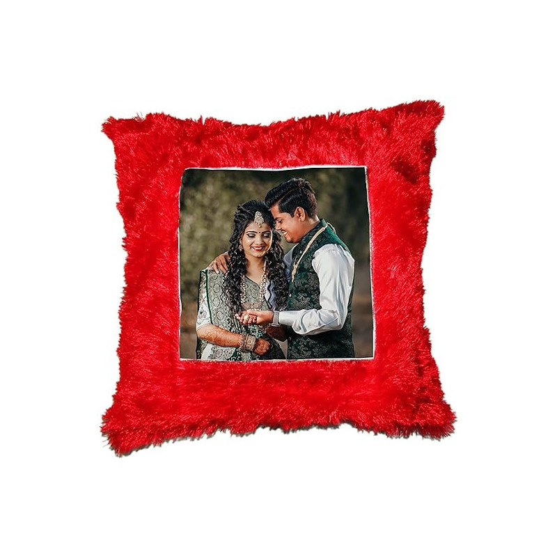 Personalized Square Shape Fur Cushion - Custom Photo Cushion|Pmprintec