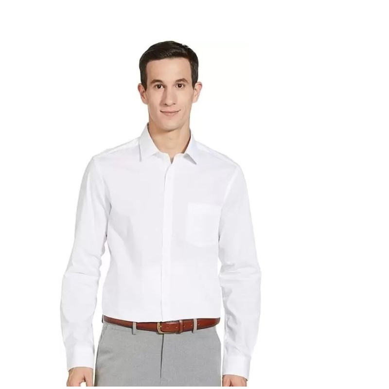 Men s Plain Regular Fit Formal Shemery Shirt White