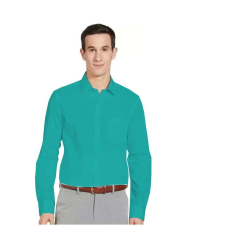 Men s Plain Regular Fit Formal Shemery Shirt - Sea Green